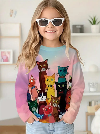 Cartoon Animal Capybala O-Neck Tops Long Sleeve Hoodies