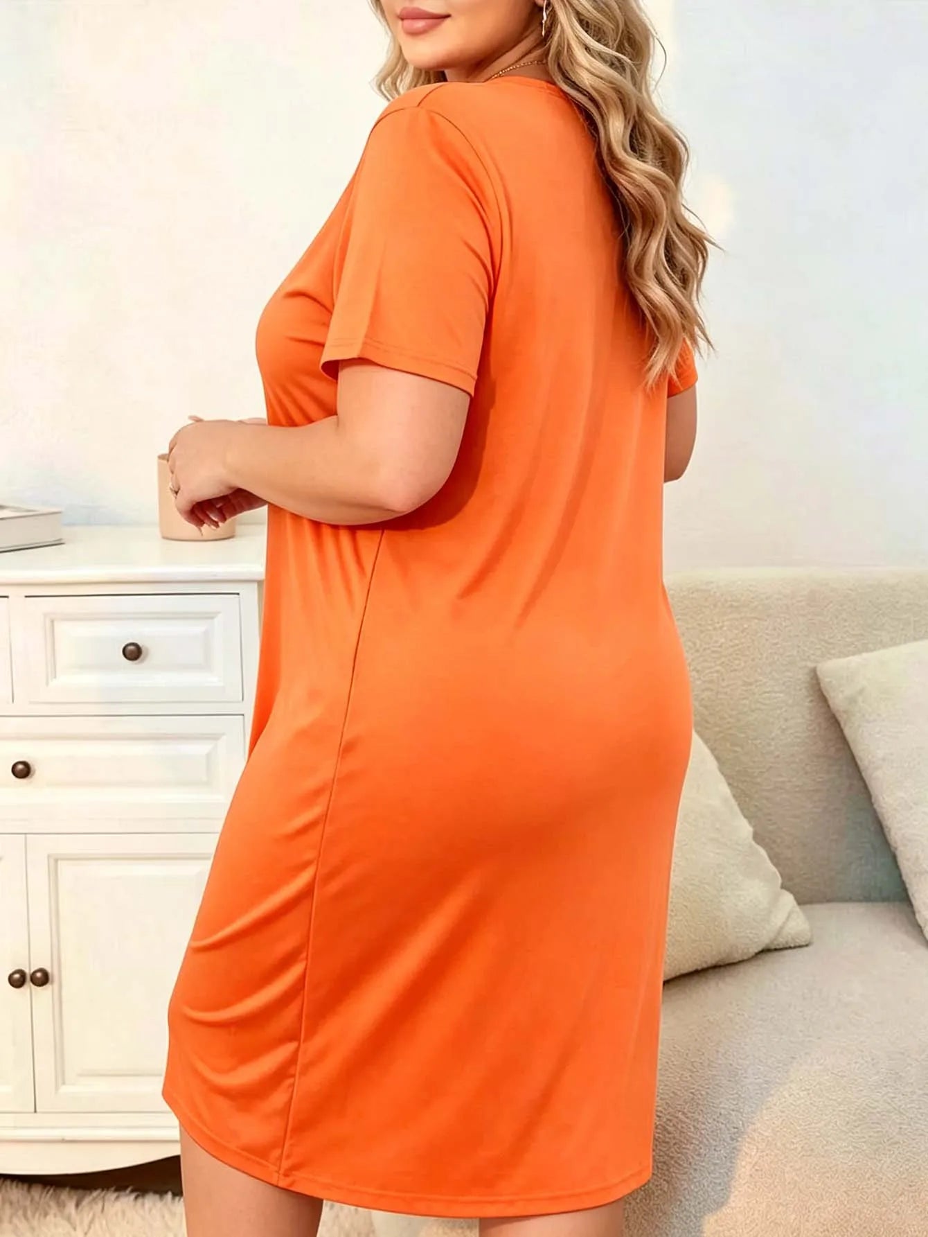Plus-size short-sleeved casual home pajama set