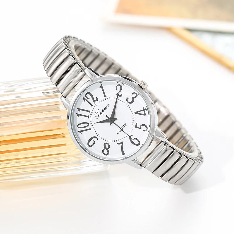 Casual Quartz Arabic Large Number Elastic Watch