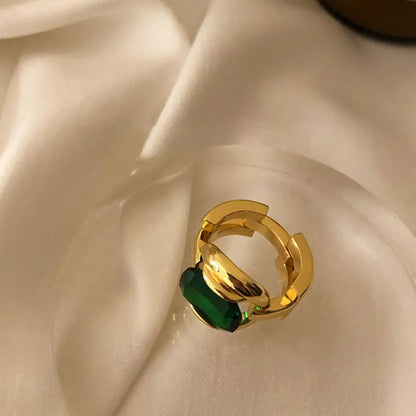 Elegant Green Crystal Stone Gold Engagement Rings
