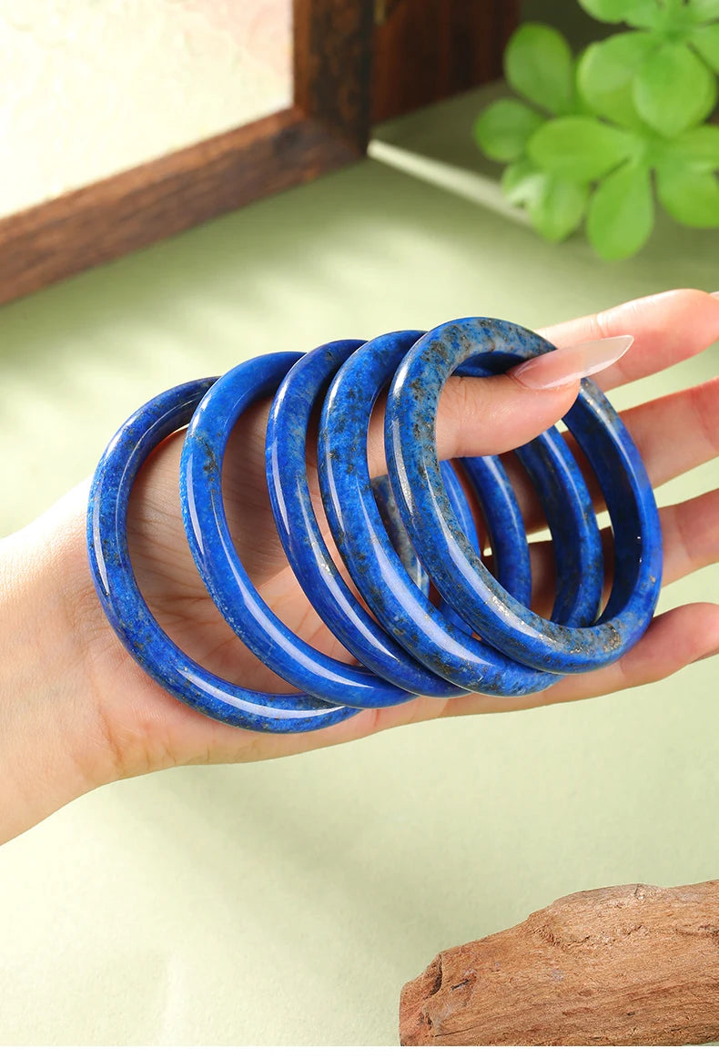 Natural Lapis Lazuli Tianshan Jade Bangle Imperial Blue Afghan Stone Bangle Genuine Gemstone Bracelets