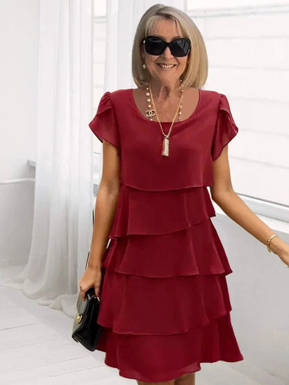Short Sleeve Casual Multi-Layered Mini Dress
