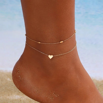 3 Pcs Sparkling Chain Zircon Heart Bracelet Set