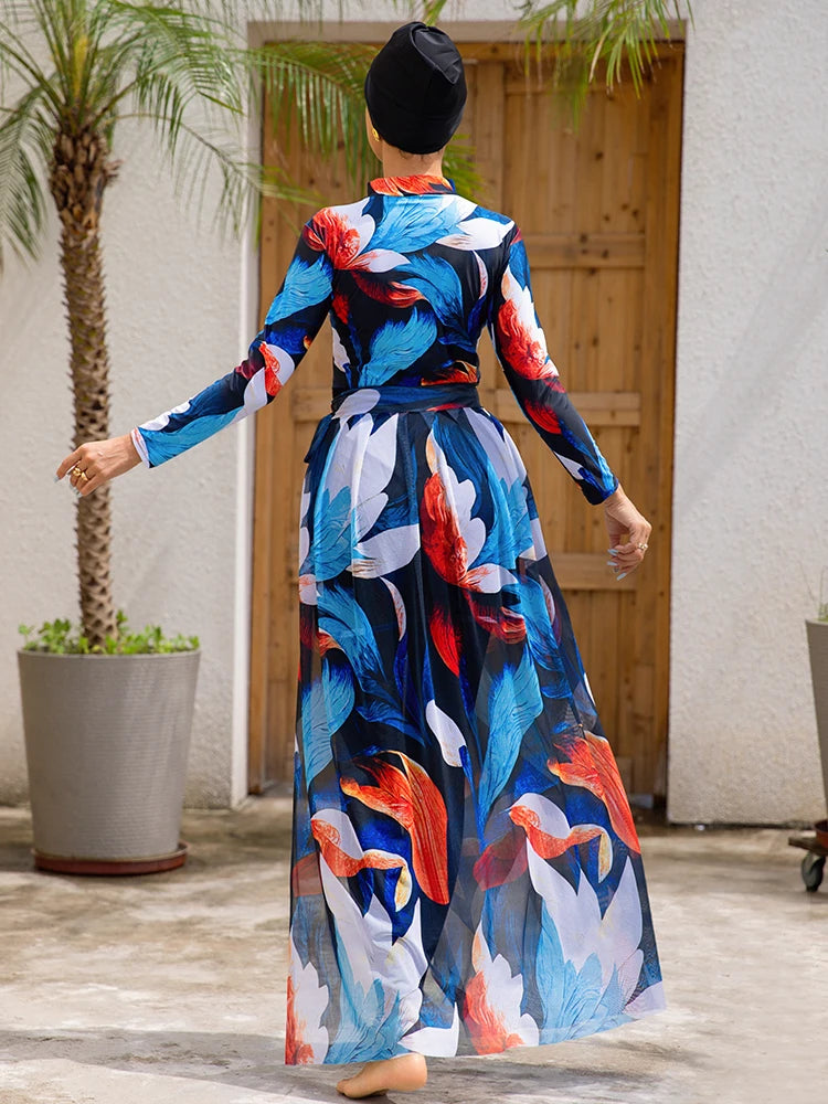 3/4PCS Burkini Muslim Swimwear With Shawl