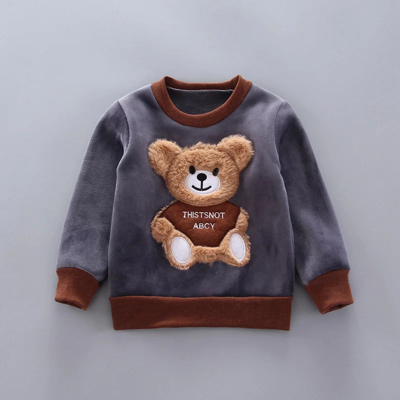 Winter Autumn Cotton Thick Warm Hooded Cartoon Cute Bear 0-4Y Set