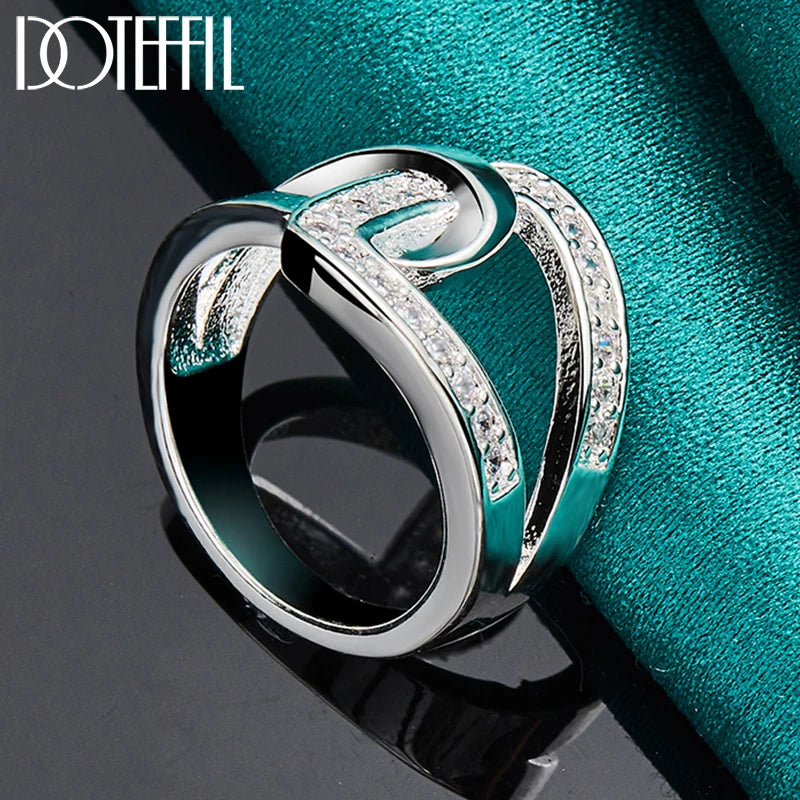 925 Sterling Silver Geometry AAAAA Zircon Ring