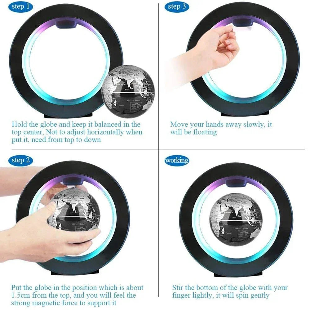 Magnetic levitation ball LED rotating earth floating light