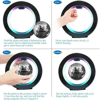 Magnetic levitation ball LED rotating earth floating light