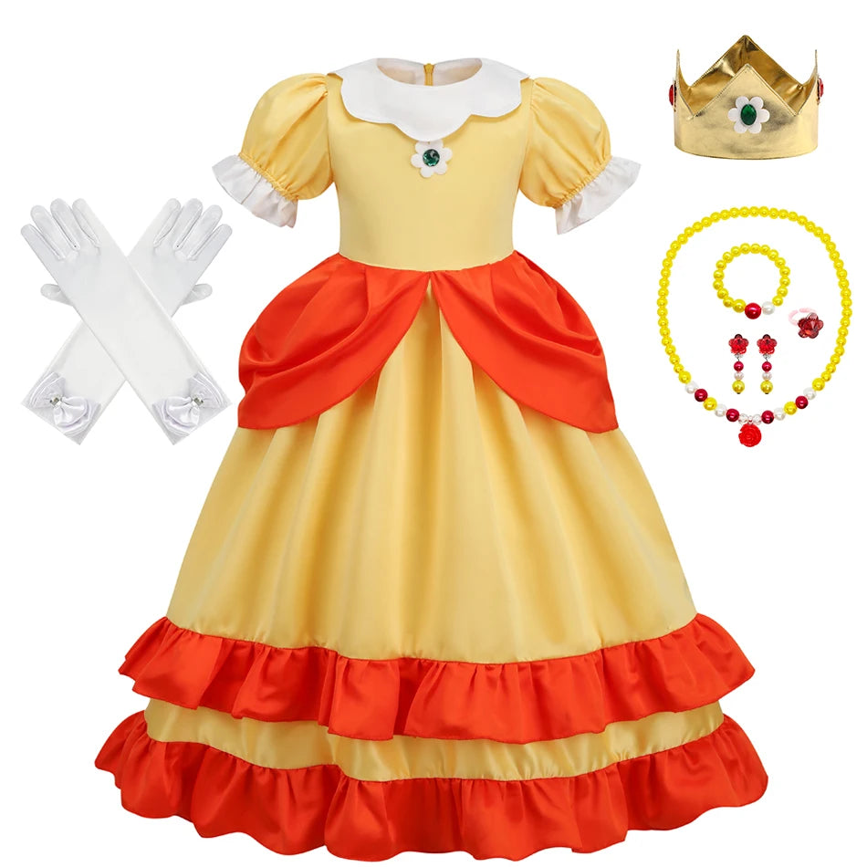 Peach Princess Daisy Cosplay Costume Rosalina Dress