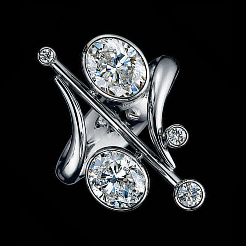 925 Silver Classic Geometric Zircon Oval Zircon Ring