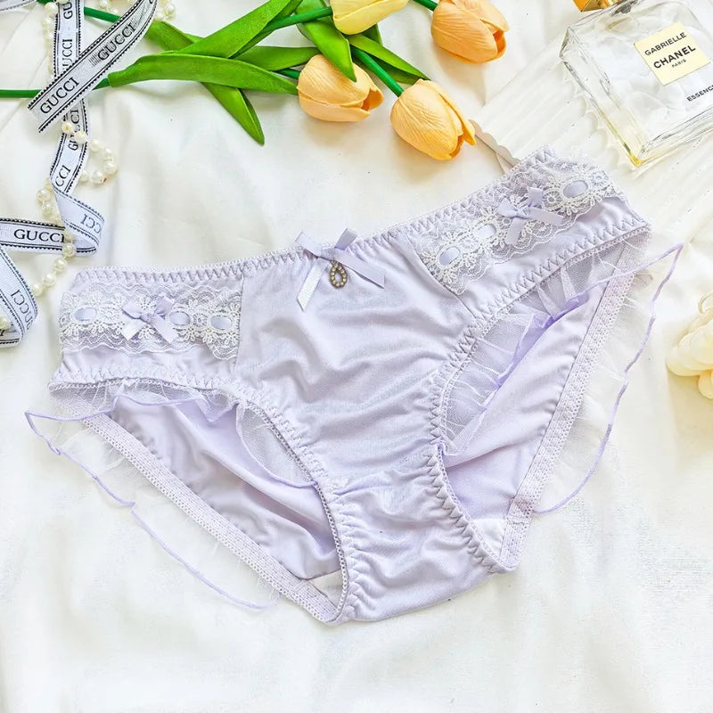 Lolita Cute Lovely Sweety Panties Milk Silk Breathable Elasticity Ruffle Underwear