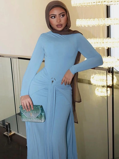 Weird Puss Elegant Maxi Casual Skinny Full Sleeve Long Bodycon Dress