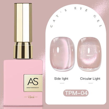15ml Peachy Whimsy Pink Cat Eye Gel Nail Polish Glitter