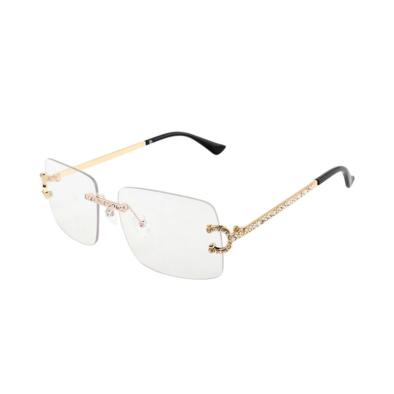 Rimless Square Vintage Diamond Sunglasses