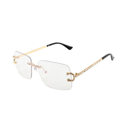 Rimless Square Vintage Diamond Sunglasses