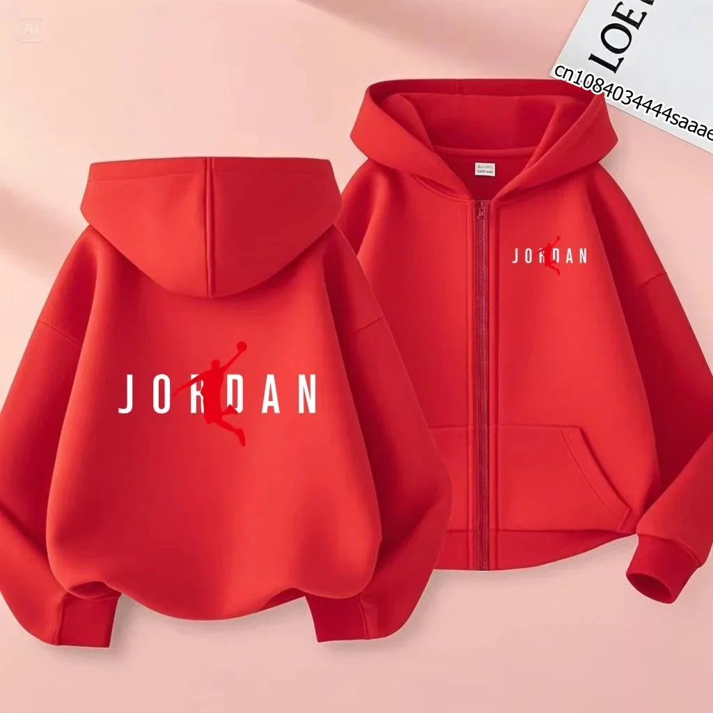 Zipper Style Hoodie 3-12Yrs Casual Sports Sweatshirt