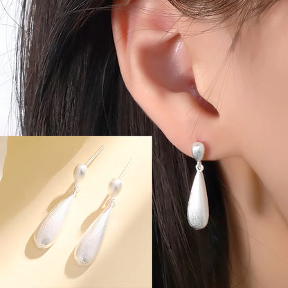 925 Sterling Silver Frosting Hoop Crossing Line Hollow Out Earrings