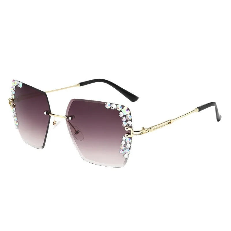 Square frameless crystal decoration Sunglasses