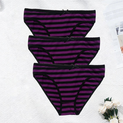 Striped Underwear Plus Size Seamless Panties Cotton Lingerie 3 pcs/lot