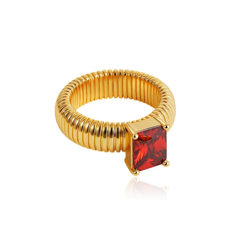 DANA 18K Gold Crystal Chunky Striped Rings