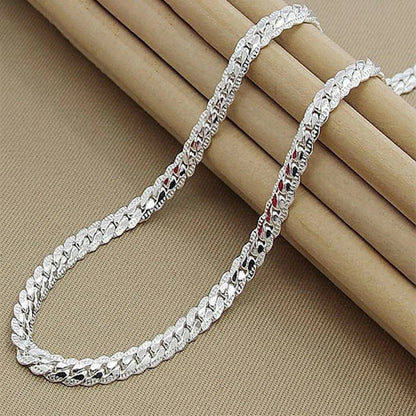 925 Sterling Silver 6mm Side Chain Necklace Jewelry