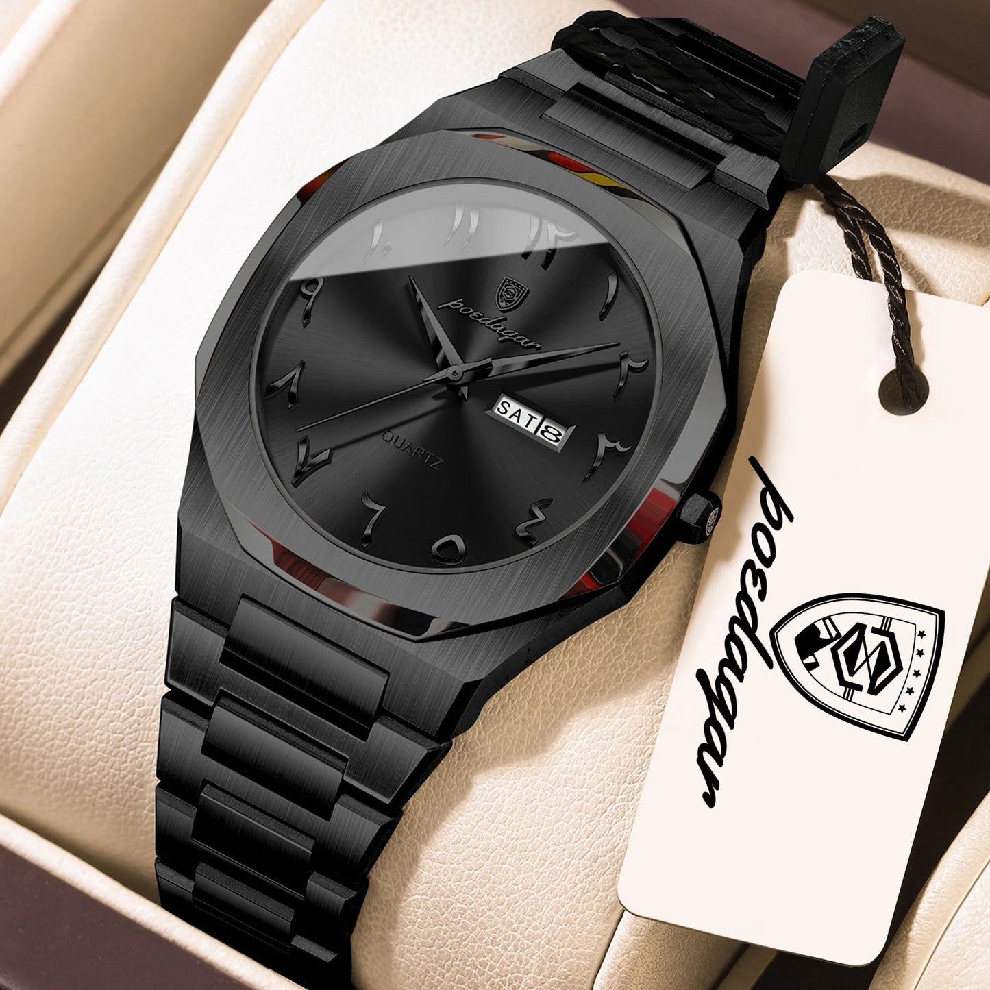 Elegant Quartz Stainless Steel Luxury Wristwatch