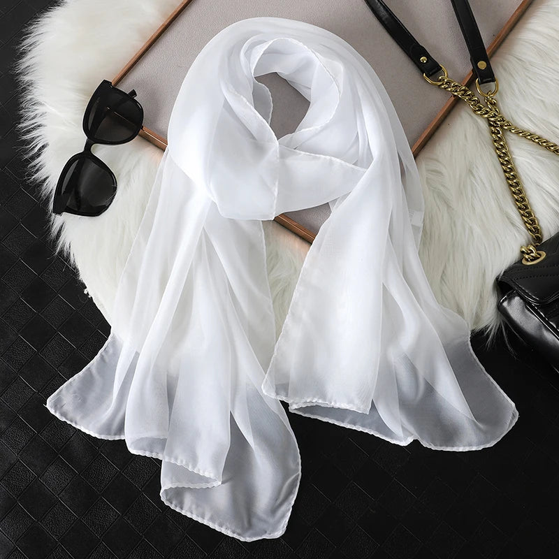 Chiffon Long Silk Scarf Turban