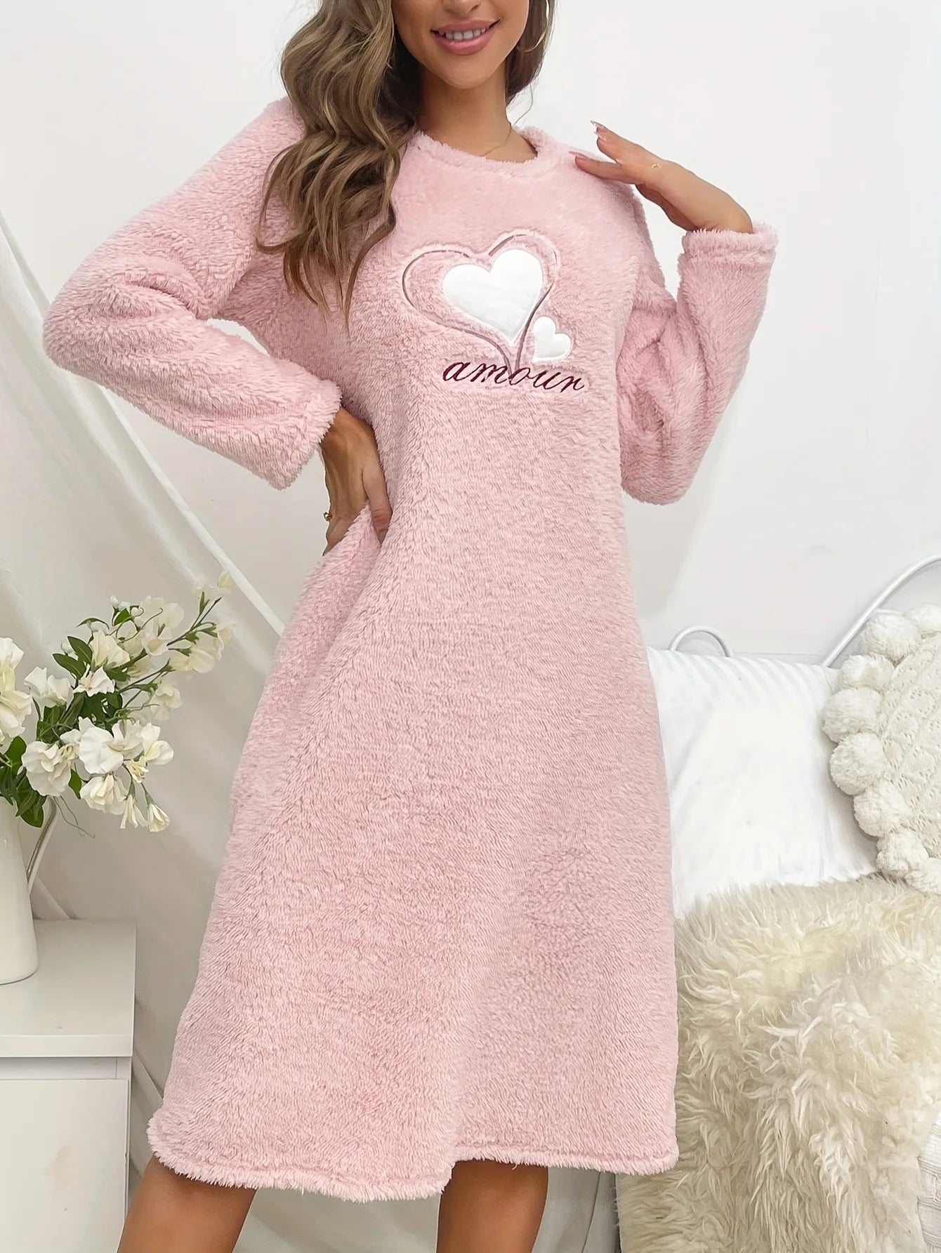 Thicken Warm Nightgown Heart Pyjama