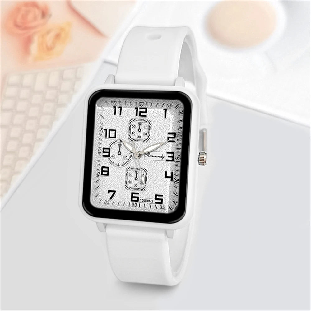 Sports Square Quartz Blue silicone strap Wristwatches