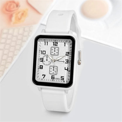Sports Square Quartz Blue silicone strap Wristwatches