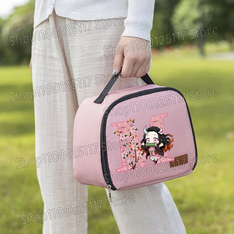 Demon Slayer Insulated Thermal Pack Handbag Anime Letter A-z Lunch Bag