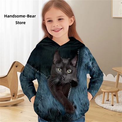 Cat 3D Print Spring Casual Sweatshirts Hoodies