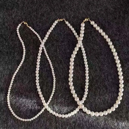 Imitation Pearl Magnet Round Buckle Beadeds Necklace Jewelry