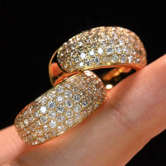 Luxury Gold Color Full Shiny Cubic Zirconia Ring