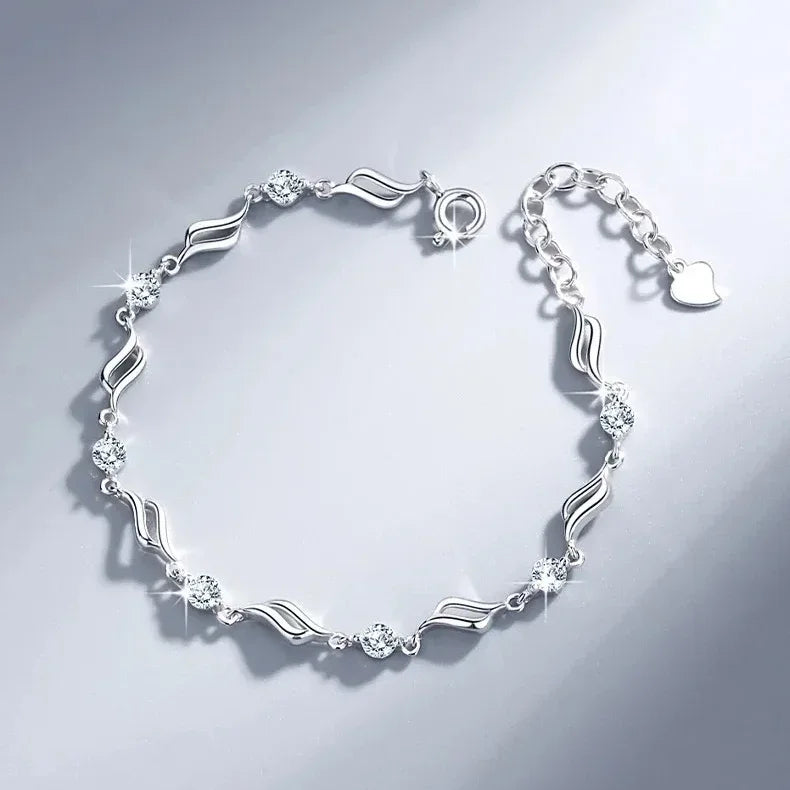 925 Sterling Silver Heart Bracelet Set