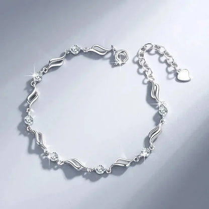 925 Sterling Silver Heart Bracelet Set