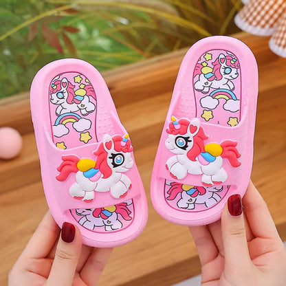 Girls Slippers Soft Bottom Anti-Slip Cute Unicorn Bathing
