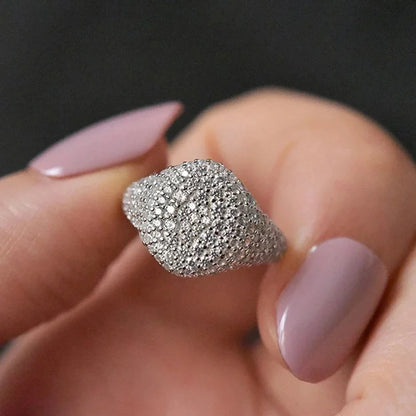 Hip Hop Style 925 Silver Plated Full Zircon Diamond Exquisite Rings