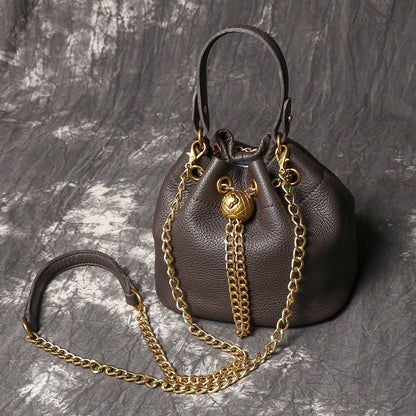 Genuine Leather Chain Crossbody Bag