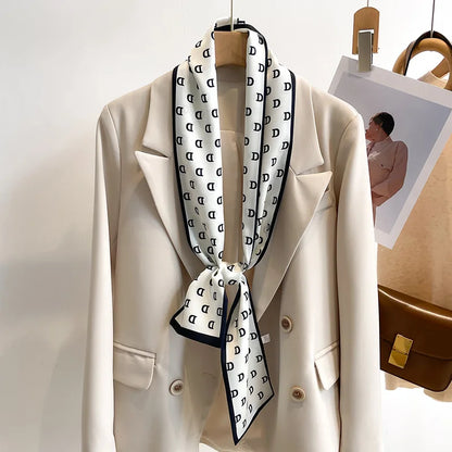 50 Color Silk Feel Scarf Luxury Long Narrow Small Silk Scarves Shawl