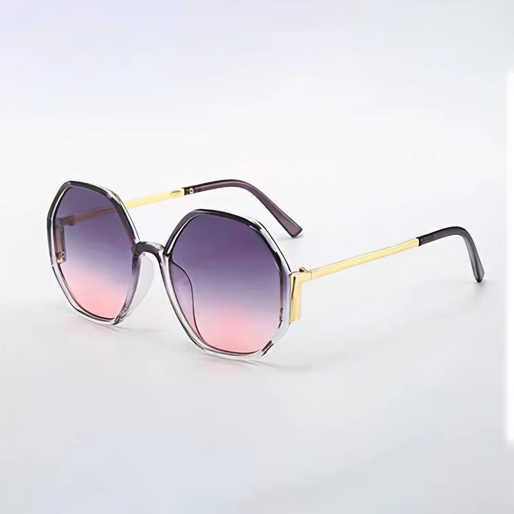 Geometric Multi-color Semi-circular Frame Semi Transparent Sunglasses