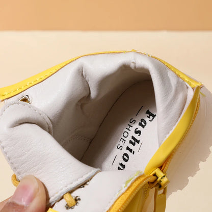 Baby Leather Waterproof Rubber Toddler Boots