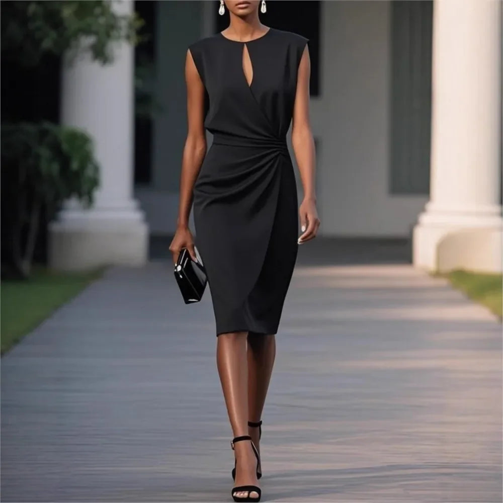 Sexy Slim Cross Solid Sleeveless Dress