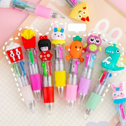 1-30Pcs Cute Cartoon Solid Color Four-Color Pen
