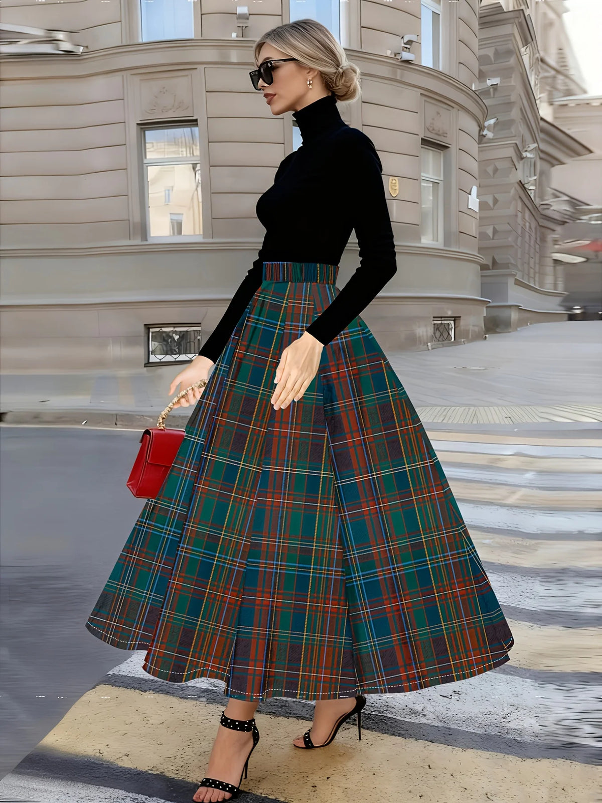 High Waist A Line Midi Casual Office Wear Flowy Skirt