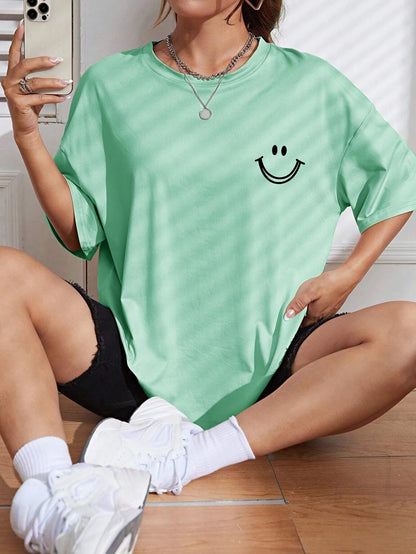 Happy Expression Cotton Short Sleeve Hip Hop T-Shirts