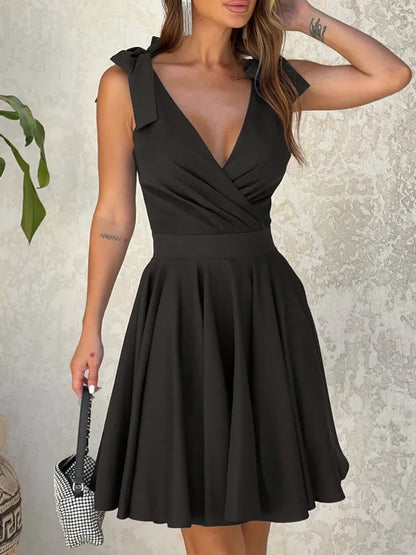 Elegant Suspender Sexy Deep V-neck Mini Dress