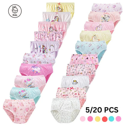 5/20 Pieces Girls Cotton Unicorn Cute Pets Cartoon Triangle Underwear