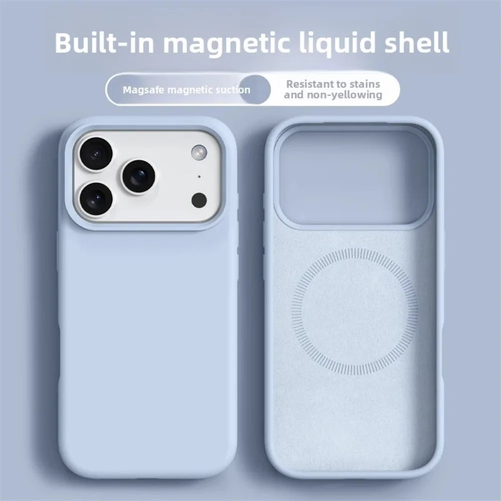 Original Magnetic Phone Case For iPhone 17 16 Pro Max Liquid Silicone Cases