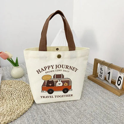 Bear Shape Canvas Tote Cute Mini Handheld Lunch Bag